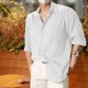 thumbnail image 1 of Blusa y camisa de manga larga con cuello vuelto para hombre, jersey de color liso con botones, blusa de manga larga con cuello vuelto, blusa para hombre, blusa de poliéster, 1 of 6