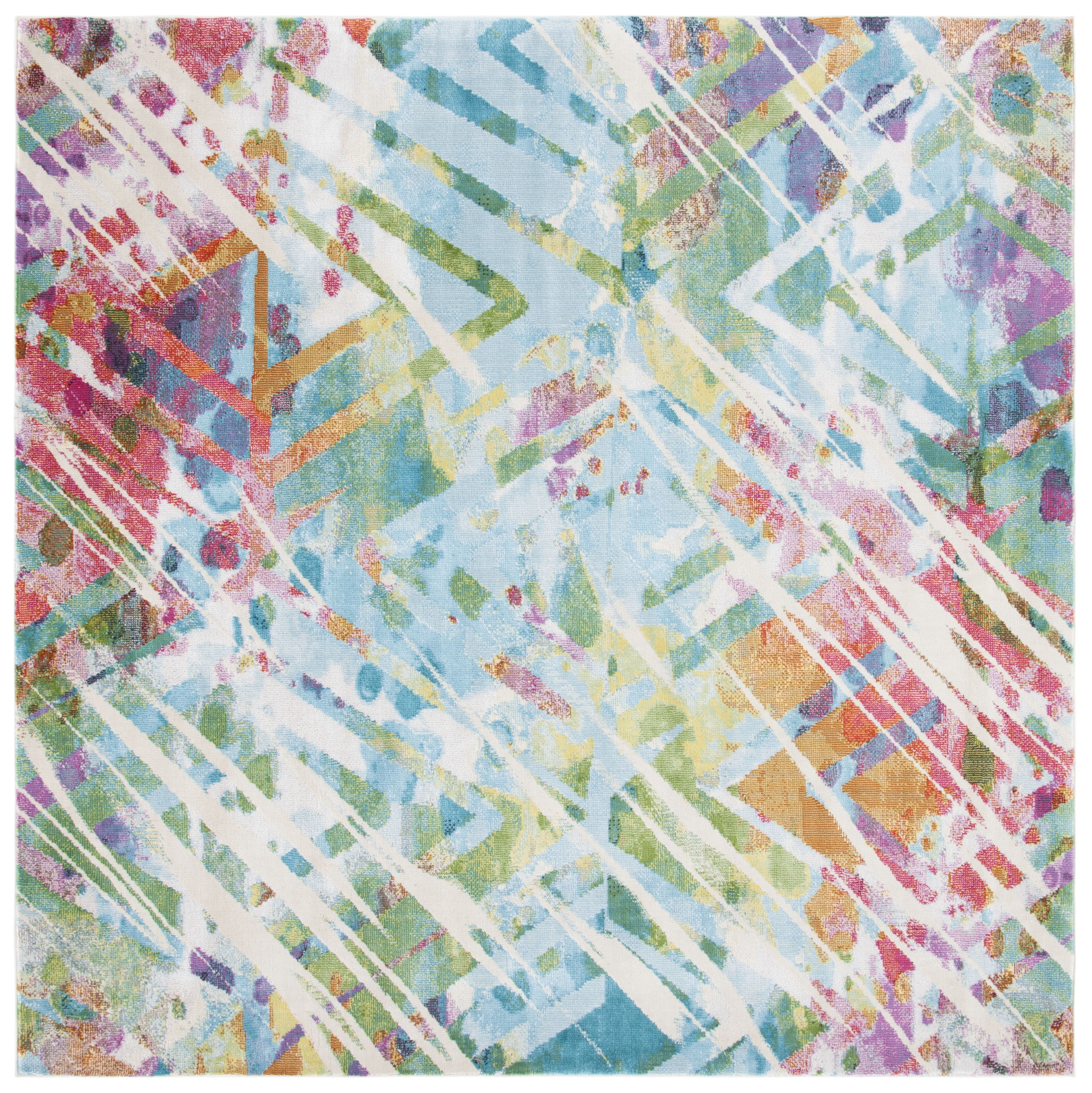 Safavieh Lillian Irving Abstract Area Rug, Ivory/Light Blue, 6'7" x 6'7" Square