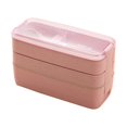 thumbnail image 1 of Eigraketly Cajas Bento, vajilla de microondas de 3 capas, contenedor de almuerzo con calefacción con compartimentos, caja de almacenamiento de alimentos Kits de desorden para acampar Rosado Eigraketly OD028441-01, 1 of 6