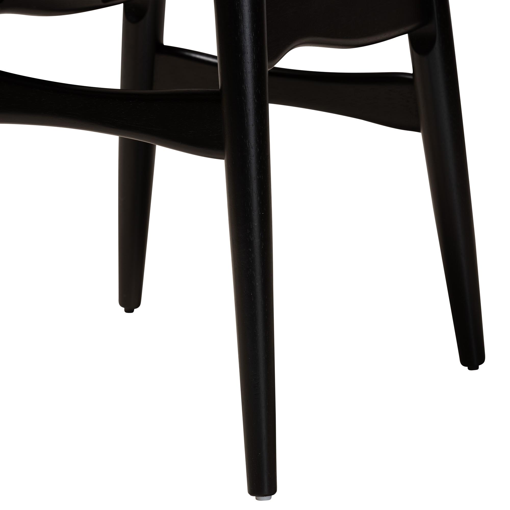 Baxton Studio Tarana Mid-Century Modern Cream Fabric and Black Finished Wood 2-Piece Dining Chair Set