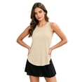 thumbnail image 6 of Fgvctg Tank Tops with Built in Bras - Women Ruffle Sleeveless Casual Shirts Racerback Workout Yoga Camisole Tops Comfy Undershirt Beige XL, 6 of 6