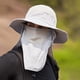 thumbnail image 2 of Sombreros para el sol con cubierta para el cuello y la cara para hombres, visera con correa a prueba de viento, protección solar ancha Gris claro, 2 of 9