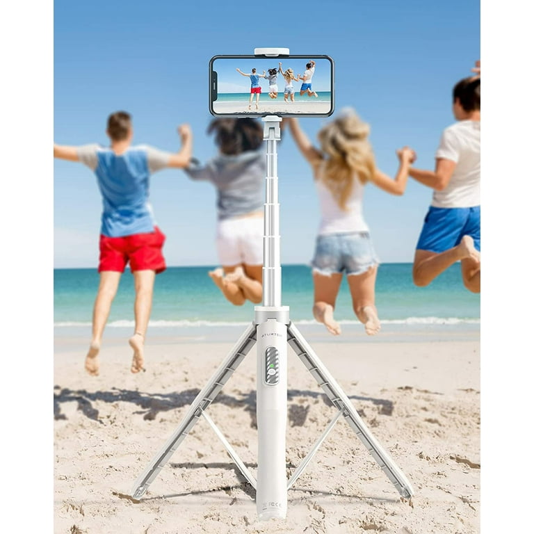 ATUMTEK 61 Selfie Stick Tripod, Sturdy Phone Tripod Stand with Wireless  Remote for TikTok, Facetime, Zooming, Compatible with iPhone 14 Pro