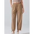 thumbnail image 3 of jinghuiyue Womens Yoga Pants Casual High Waist Wide Leg Elastic Drawstring Capri Palazzo Lounge Trousers with Pockets M, 3 of 7