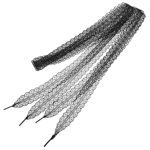 SKISUNO Vintage Shoe Laces Fashion Shoelaces Lace Black 1 Pair Wide Ballet Style