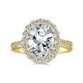 thumbnail image 2 of Bling Jewelry Womens Vintage 4CTW CZ Oval Halo Engagement Ring Gold Plated Silver, 2 of 6