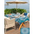 thumbnail image 6 of 60x84 Inch Outdoor Tablecloth with Umbrella Hole Zipper Rectangle Turquoise Boho Flowers Rectangular Tablecloths Outside Waterproof Retro Ethnic Abstract Floral Art Patio Table Cover for Picnic Party, 6 of 8