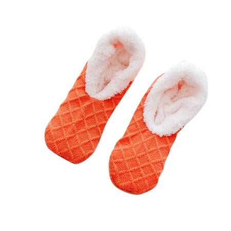

Ladies Warm Solid Color Floor Socks Non-Slip Plush Knitted Coral Fleece Socks Calcetines Meias