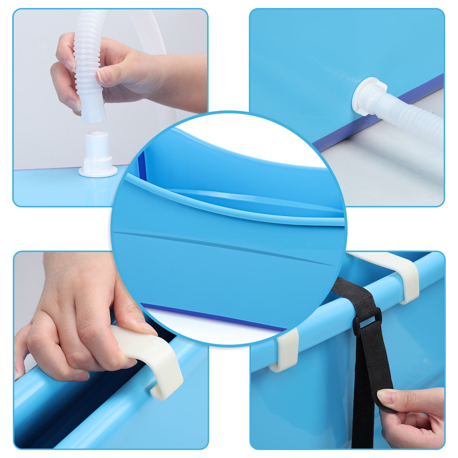 Baellsa Folding Bathtub Portable Shower Bath Tub, for Children Twins Efficiently Maintaining Temperature Soaking Tub, Blue, Lightweight