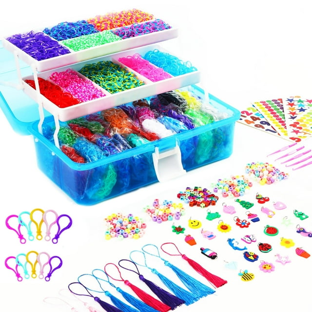 Yitohop 15000+ Kit De Pulseras Con Bandas De Goma En Telar Mega Caja De Transporte Para Regalo Con Ricos Accesorios Kit Para Hacer Pulseras En Telar Para Niñas Y Niños Tejiendo Regalo De Manualidades