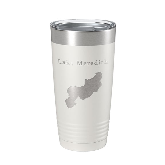 Lake Meredith Map Tumbler Travel Mug Insulated Laser Engraved Coffee Cup Colorado 20 oz White
