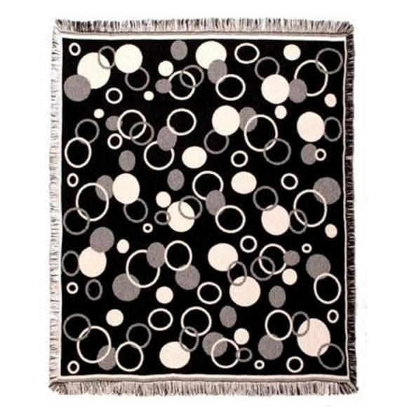 Simply Home Cobalt Blue and White Circle Afghan Throw Blanket 50" x 60"