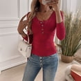 thumbnail image 4 of Bovemsi Y2K Long Sleeve T Shirt Lace Trimmed Open Collar Slim Fit Base Shirt Top for An Y2K Style, Red Summer Women's Long Sleeve T-Shirts, XL, 4 of 9