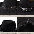 thumbnail image 4 of WHIPPY Western Cowboy Hat for Men Women Adjustable Cowgirl Hat Wide Brim Beach Cowboy Hat, 4 of 6