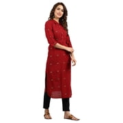 Collar Yarn-dyed Kurta - Jester Red-Small