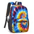 thumbnail image 2 of Red and Yellow Tie Dye Pattern 17" School Backpacks for Teens,Waterproof Oxford Fabric,S-Shape Padded Straps for School,Travel,Hiking,Camping, 2 of 6