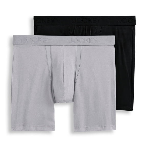 Jockey Men's Big Man Chafe Proof Pouch Cotton Stretch 6" Boxer Brief - 2 Pack