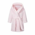 thumbnail image 4 of LLYWEY Hooded Bath Robes for Toddler Girls Soft Warm Fuzzy Fleece Bathrobes Unisex Boys Girls Wrap V-Neck Long Sleeve Kids Robe with Belt Knee Length Bathrobe Pajamas Sleepwear Pinks 4T, 4 of 9