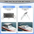 thumbnail image 4 of Towallmark 3 Bow Bimini Tops with Mesh Sidewalls – Waterproof Marine-Grade Canvas, Removable Mesh, Adjustable Support Poles, Easy Installation, 4 of 6