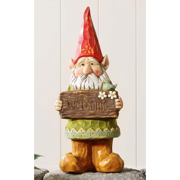 18 Tall Garden Gnome With Welcome Sign Large Outdoor Garden Decor Walmart Com Walmart Com