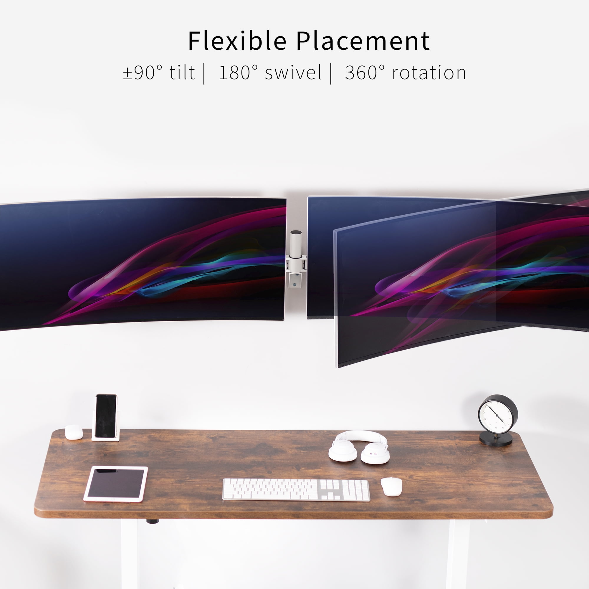 VIVO White Telescoping Flush Wall Mount for Dual 27"- 38" Ultra Wide Monitors