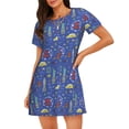 thumbnail image 1 of Vsdgher Motif Ville de New York Chemise de Nuit à Manches Courtes pour Femmes Col Rond Mignonne Robe de Nuit Confortable à Volants, 1 of 6