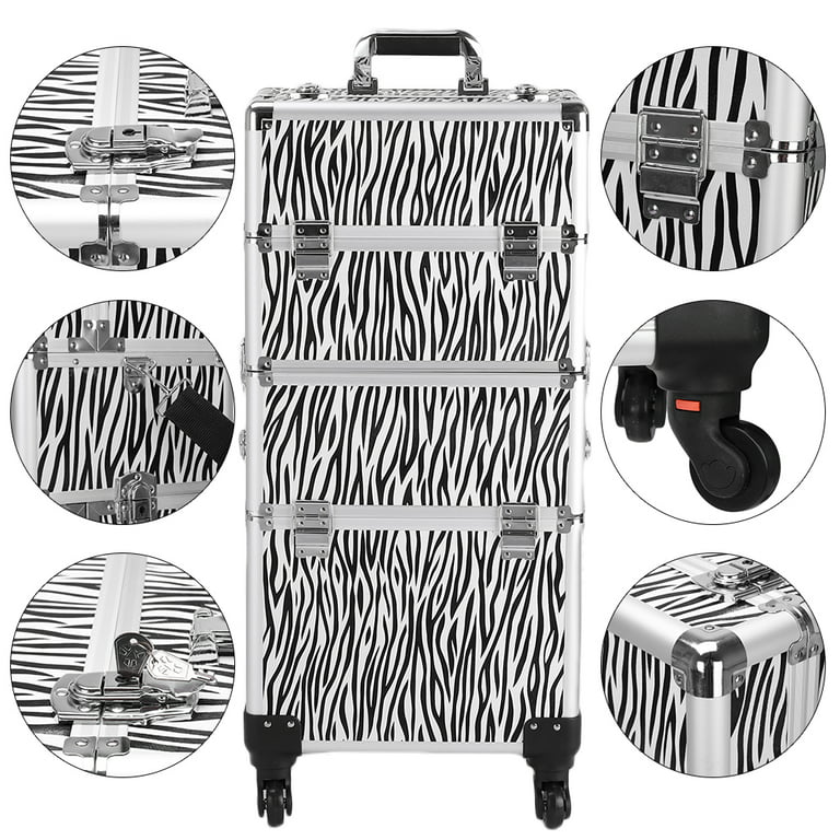 Makeup Train Case White Zebra Print 3