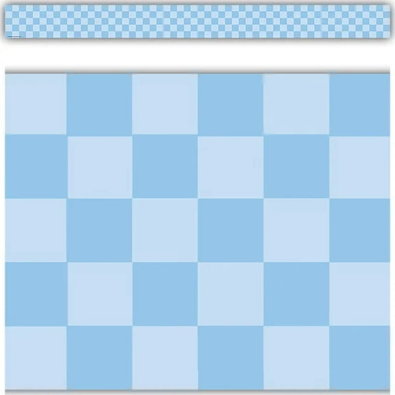 Cool for School Blue Checkers Straight Border Trim [TCR9318]