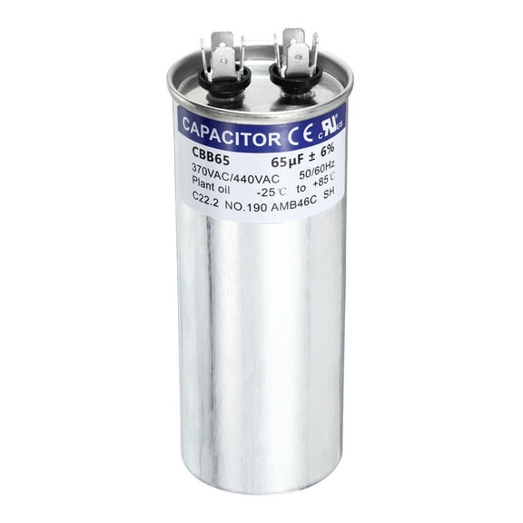 Uxcell 65MFD CBB65 Run Start Capacitor 65uF, 370/440V Round AC Capacitor for AC Motor Run, HVAC, Air Conditioner, Condenser Motors