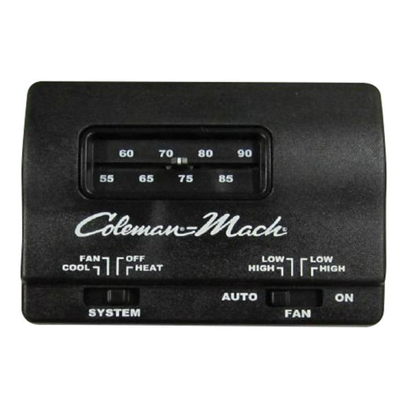 Coleman-Mach 70-6181 Wall-Mount Analog Thermostat 7330F3852 - Heat/Cool, Black