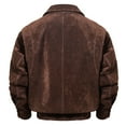 thumbnail image 3 of FLAVOR Men Genuine Leather Bomber Jacket Casual Fall Winter Jacket Brown (3X-Large, Dark Brown), 3 of 5