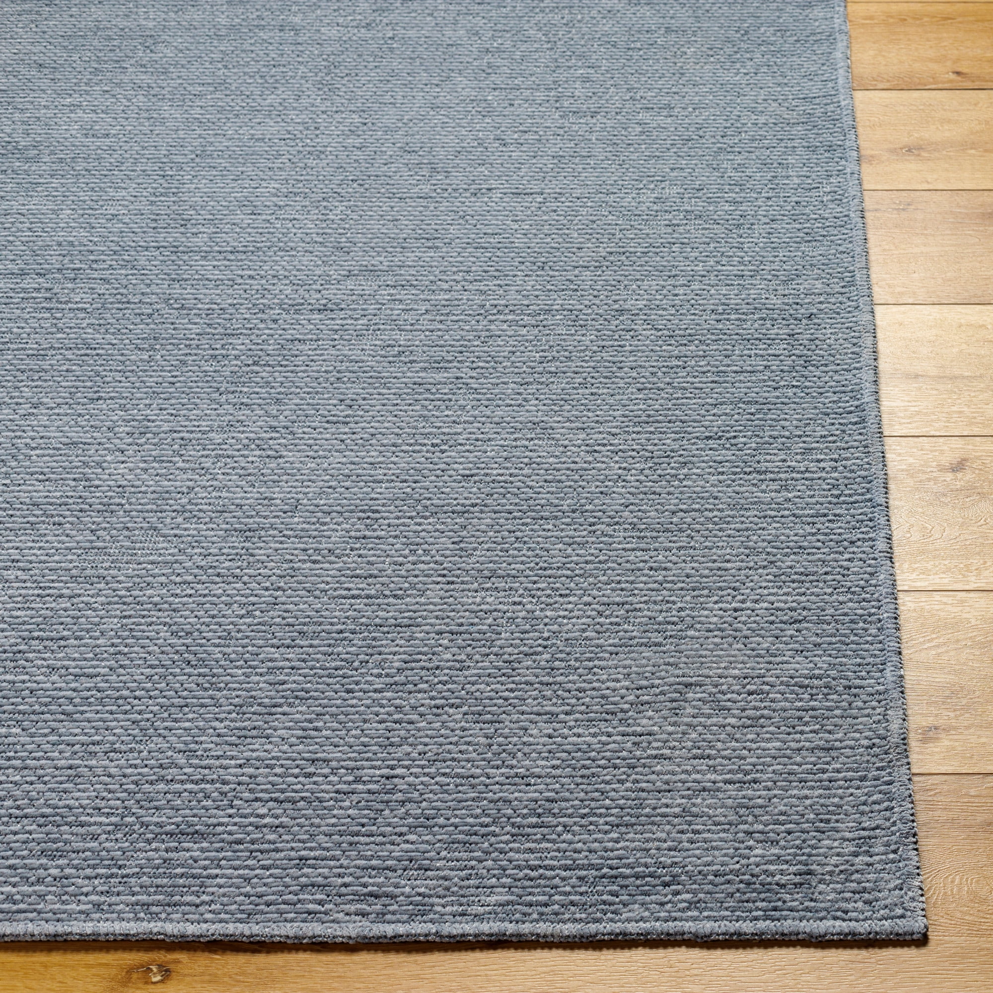 Livabliss Quebec Solid Print Machine Washable Indoor Area Rug, Denim ,9'2" x 12'