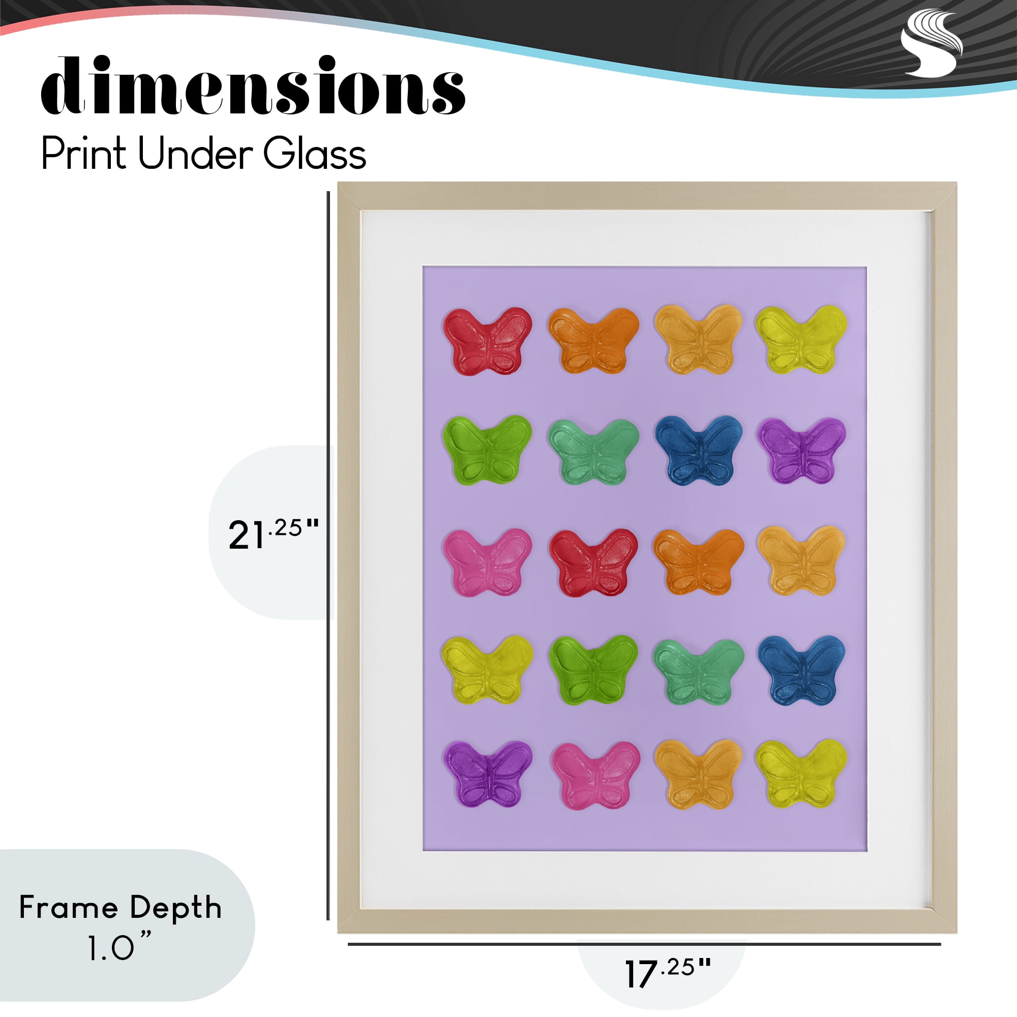 Stupell Industries Colorful Butterflies on Lilac Birch Framed Print Under Glass, design by LISH Creative