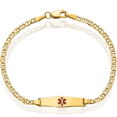 thumbnail image 2 of 14K Solid Yellow Gold Medical Alert Anchor Mariner Link Chain Name Bar Identification ID Bracelet, 2 of 4