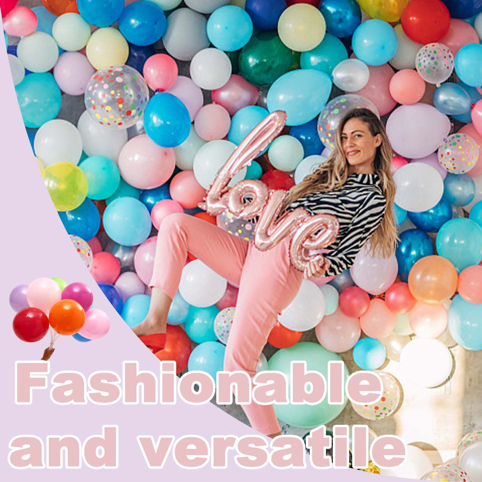 Balloons Pack of 100, Rainbow Set 12 Inch, Assorted Bright Colors, Made With Strong Multicolored Latex, For Helium Or Air Use. Kids Birthday Party Decoration Accessory (Assorted,