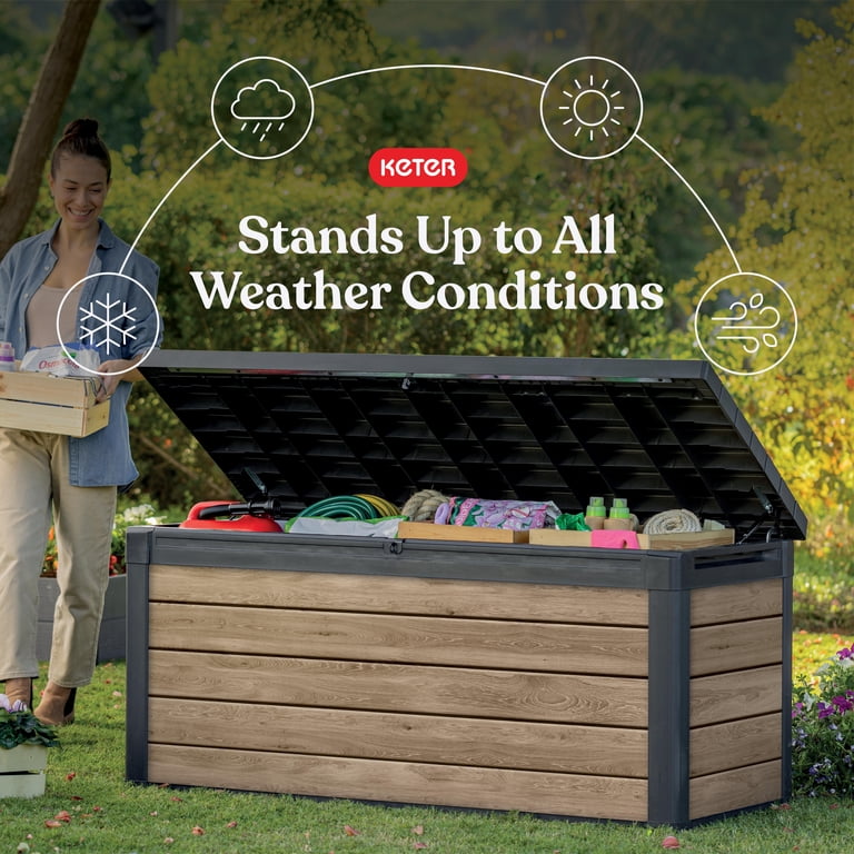 Keter Eastwood 150-Gallon Resin Deck Box, Ashwood photo 3