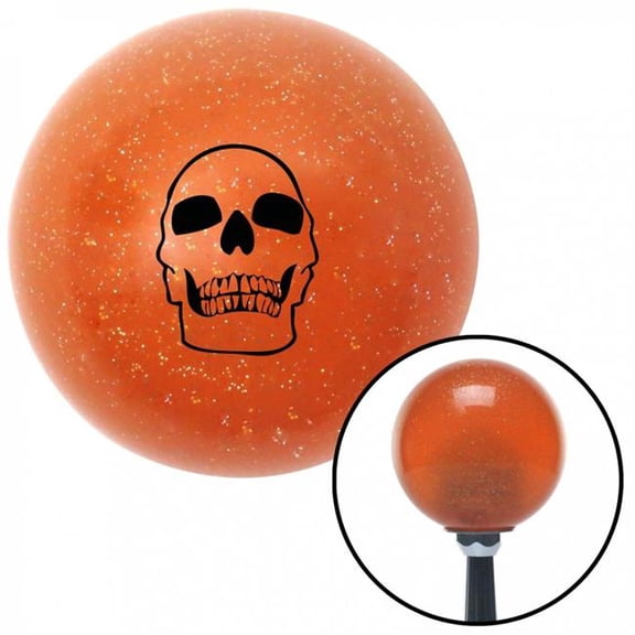 American Shifter 40083 Black Skull Orange Metal Flake Shift Knob with M16 x 1.5 Insert Shifter Auto Manual