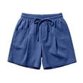 thumbnail image 5 of Comfy Shorts for Women Only Moment Shorts for Women Cotton and Linen Summer Casual High Waisted Wide Leg Drawstring Lounge Shorts Comfy 2026 Beach Vacation Clothes Blue,2XL, 5 of 7