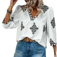 thumbnail image 2 of Women'S Casual V Neck Floral Print Chiffon Blouses 3/4 Sleeve Boho Summer Tops Shirts, 2 of 9