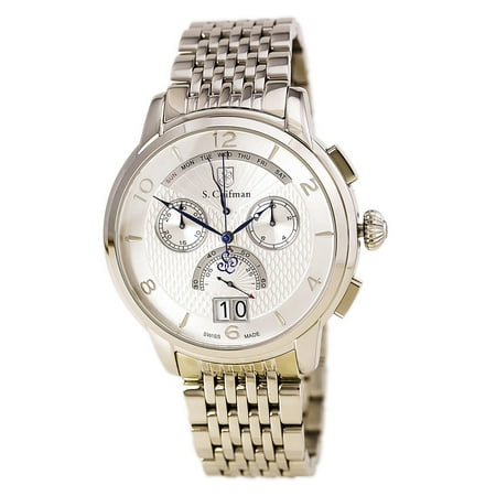 S. Coifman SC0183 Men's Silver Dial Steel Bracelet Chronograph Day Date Watch