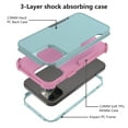 thumbnail image 3 of Apple iPhone 12 Pro Max Case , iPhone 12 Series Rugged Rubber Durable 3 in 1 Cover , Phone Case for Girl Men Women Cute (Teal+Pink), 3 of 7