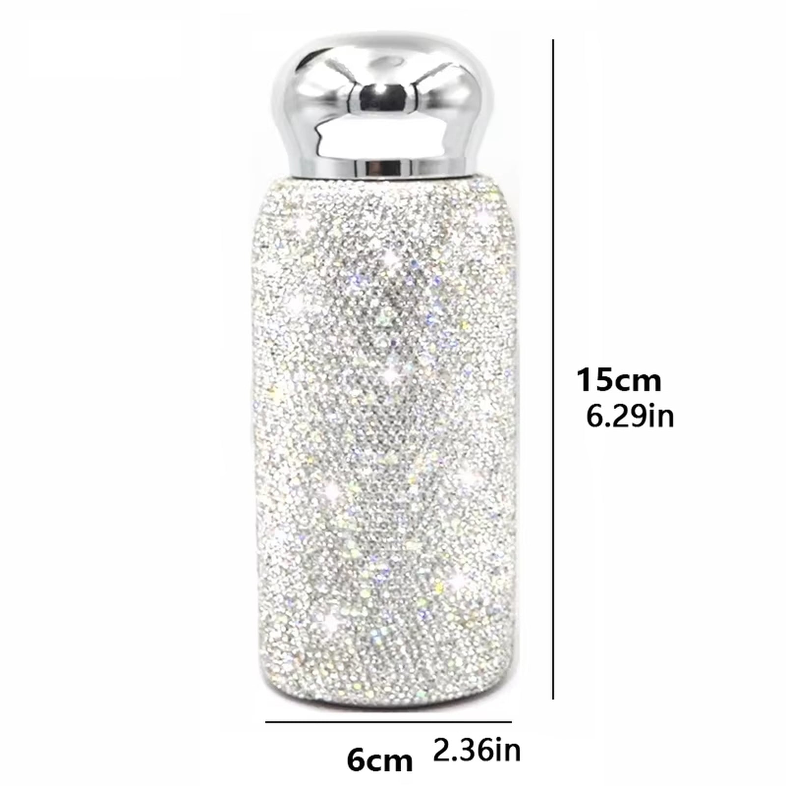 Rhinestone Covered Red Water Bottle, Stainless Steel Insulated Water Bottle, Slim, Travel Use, Car Cup Holder Compatible, 1 Pc