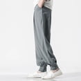 thumbnail image 4 of Men's Casual Pants Men Drawstring Pants Summer Baggy Boho Yoga Loose Casual Drop Crotch Trouser With Pockets Grey 3XL, 4 of 5