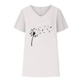 thumbnail image 4 of WREESH Women's Cotton Linen V-Neck T-Shirt Casual Short Sleeve Graphic Tee with Batwing Sleeves White, 4 of 5