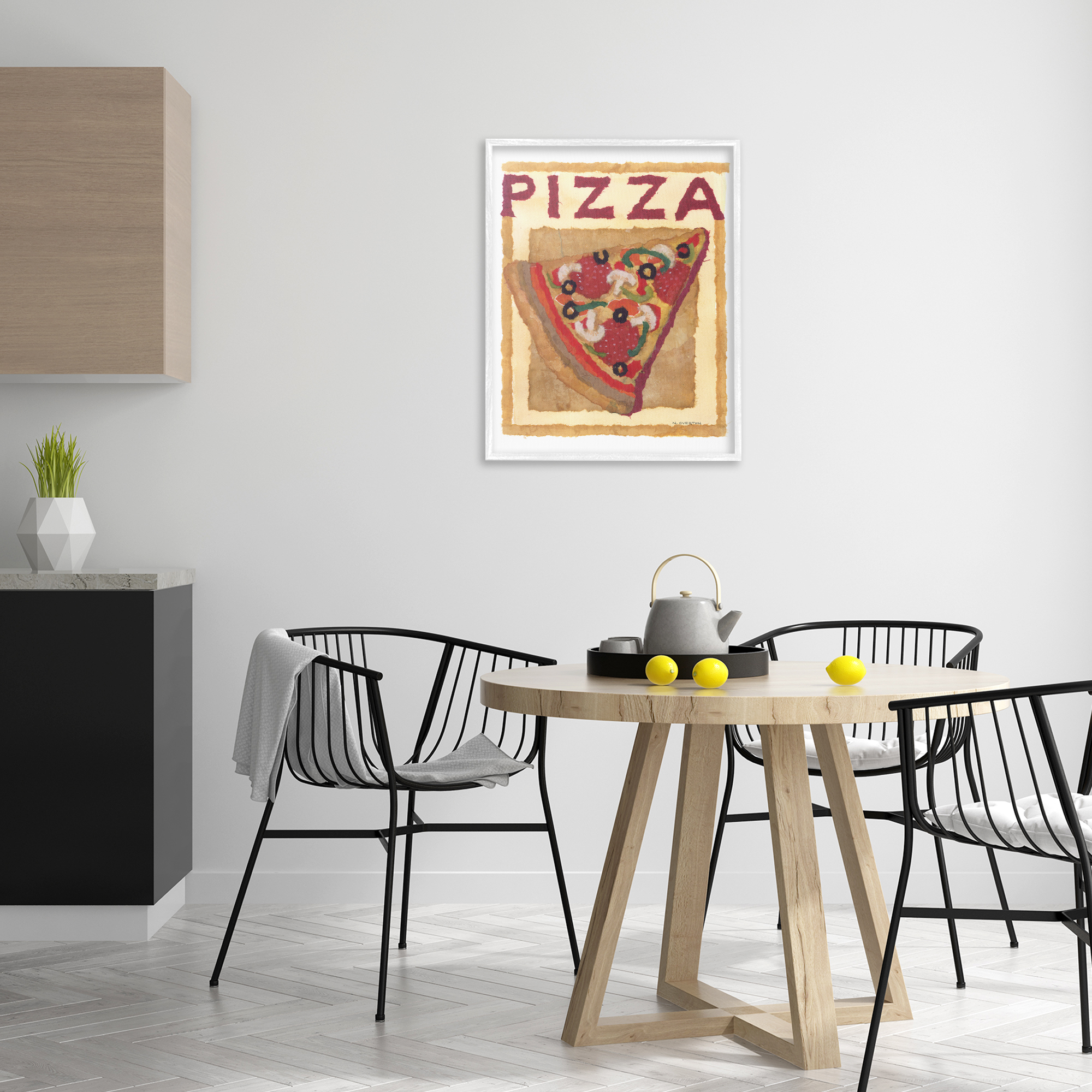 Stupell Industries Watercolor Style Pizza Food & Beverage Painting White Framed Art Print Wall Art, 24 x 30