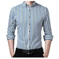 thumbnail image 2 of HAOTAGS Mens Button Down Shirts, Casual Long Sleeve Wrinkle Free Dress Shirts for Men Striped Wrok Shirts Light Blue L, 2 of 3
