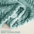 thumbnail image 6 of Exclusivo Mezcla Twin Size Jacquard Weave Wave Pattern Flannel Fleece Velvet Plush Bed Blanket as Bedspread/Coverlet/Bed Cover (90" x 66", Celadon), 6 of 7