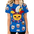 thumbnail image 1 of Camiseta de Manga Corta con Cuello de Tripulación de Impresión de Payaso Casual para Fiesta de Carnaval Verano Diario, 1 of 7
