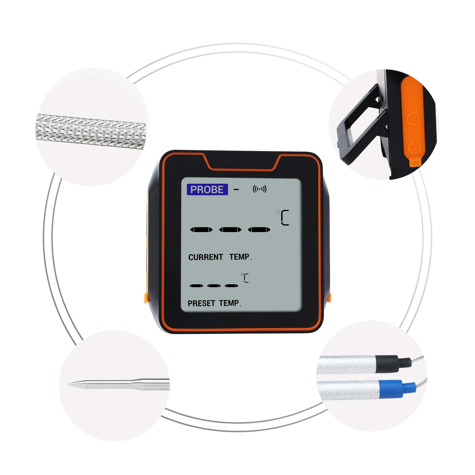 Bluetooth Wireless Meat Thermometer, Instant Read Food Thermometer, Cooking Thermometer for Home and Kitchen 2-pin