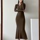 thumbnail image 2 of Vestidos Para Mujer Temperamento Elegante de Punto Split Trendyable Erogenous One-Word Collar Slim Tube Top Sin Mangas Midi Falda Odeerbi  ODB186513, 2 of 7